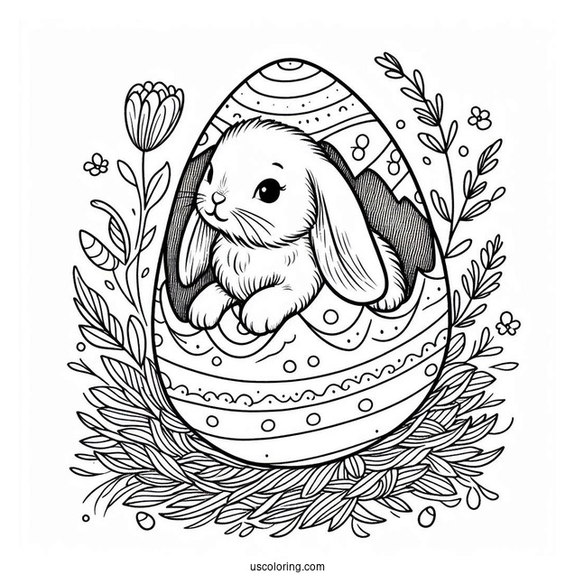 Easter Bunny Coloring Page Hatching From Easter Egg