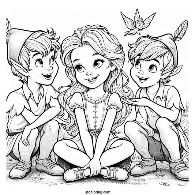 Darling Siblings With Peter Pan And Lost Boys
