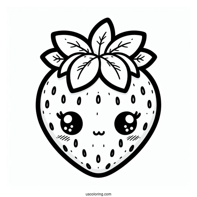 Cute Kawaii Strawberry Coloring For Preschoolers