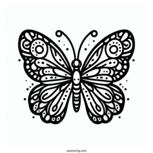Adorable Butterfly Coloring Page With Sectioned Body