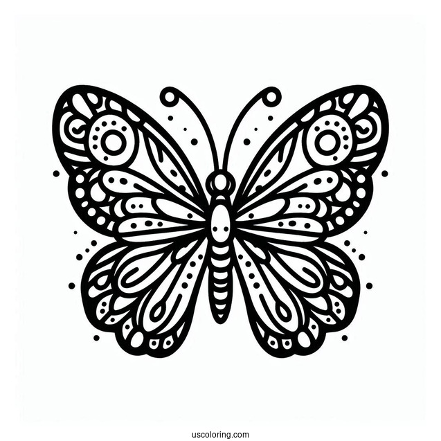 Adorable Butterfly Coloring Page With Sectioned Body