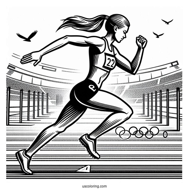 Olympics Coloring Page Of Track And Field Woman Runners