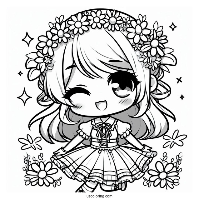 Chibi Princess Daisy Coloring Page Winking For Preschoolers