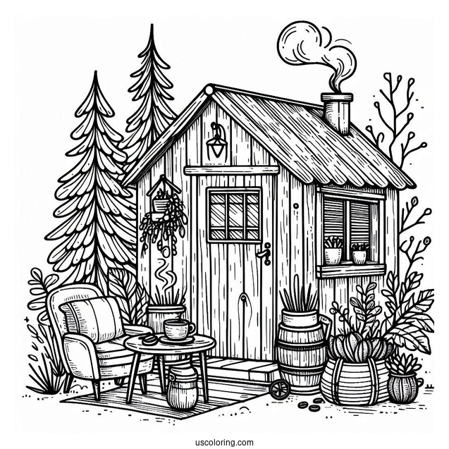 Cozy Coffee Coloring Pages Of Shack