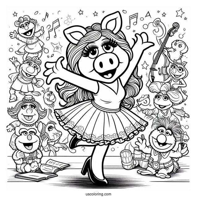 Miss Piggy Muppets Coloring Page For Kids