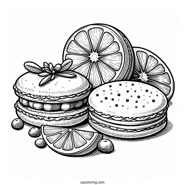 Coloring Page Of Macaroons