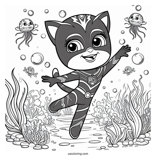 PJ Masks Coloring Page Of Octobella Dancing Underwater