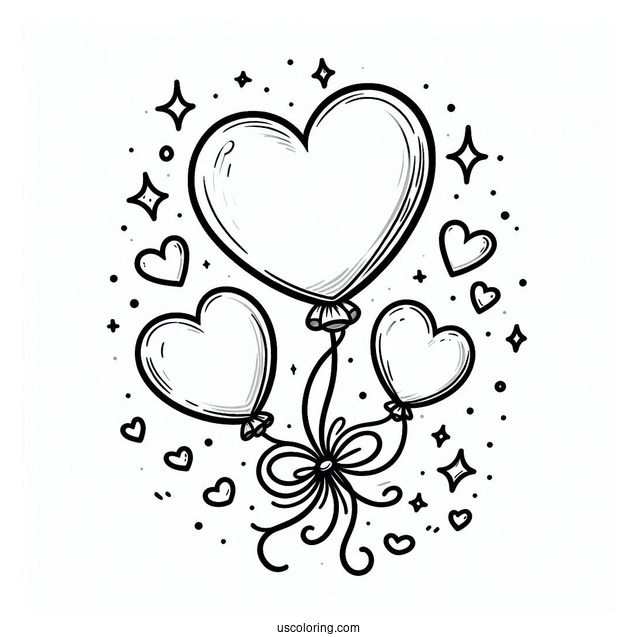 Love Heart Shaped Balloons To Color