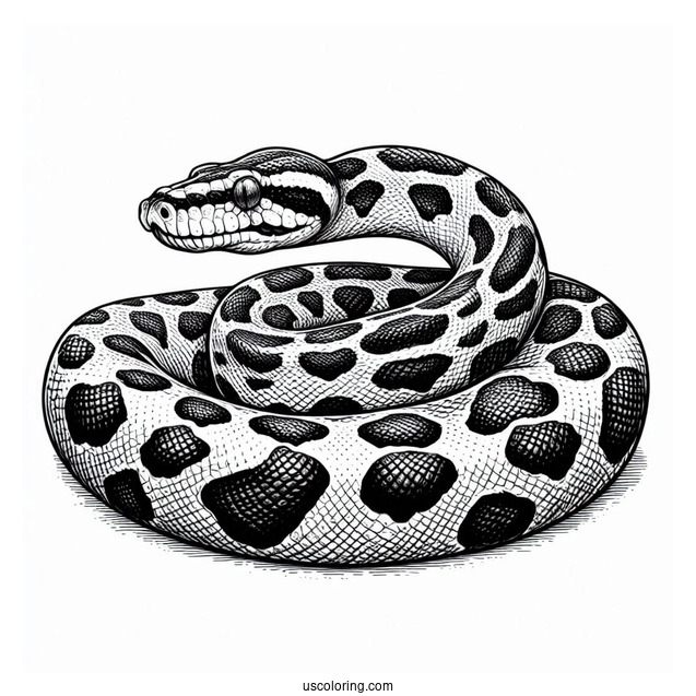 Detailed Curled Uo African Rock Python