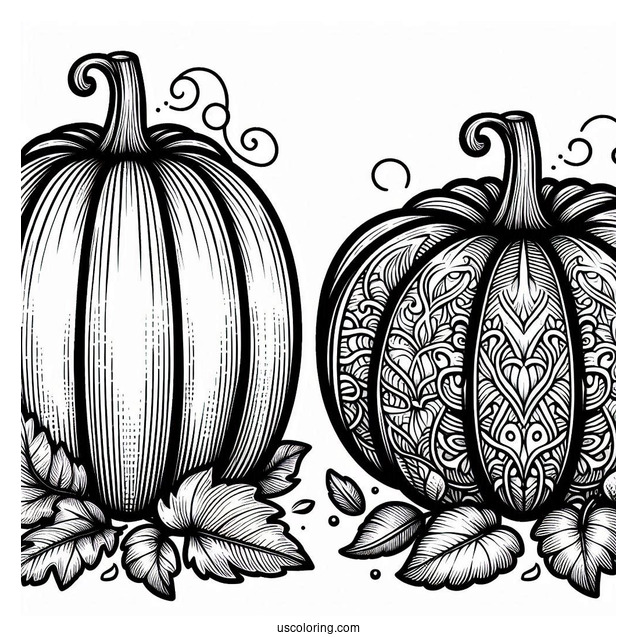Two Different Sized Pumpkin Coloring Page
