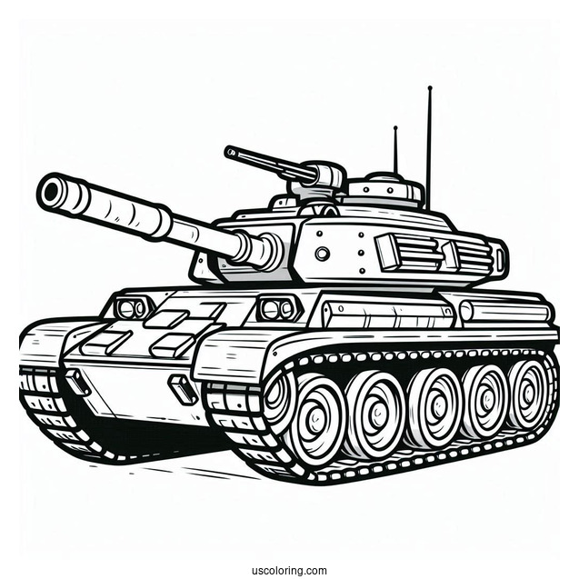 Simple Military Tank for Preschoolers to Color In