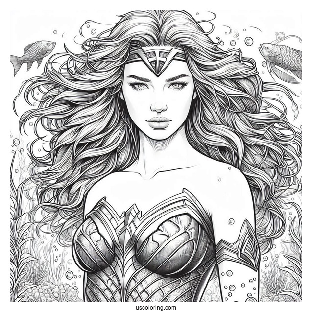 Aquaman Coloring Page Realistic Mera In Atlantis