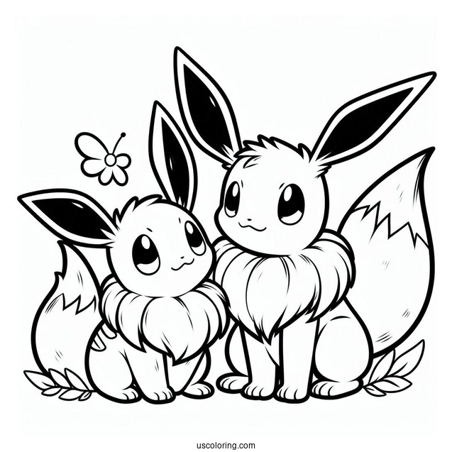 Pikachu And Eevee Coloring In