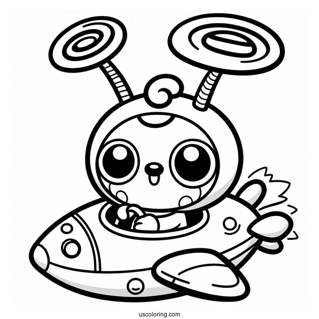 Pororo Coloring Page And Loopy Controlling Spaceship