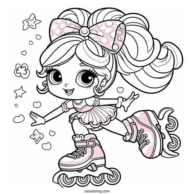 Polly Pocket Coloring Page In Rollerblades