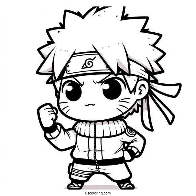 Chibi Naruto Coloring Page Doing Fist Pump