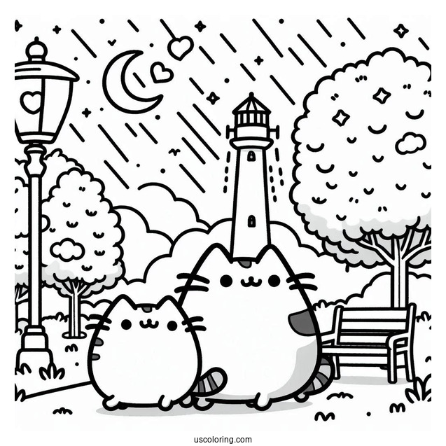 Pusheen And Stormy Walking In Park