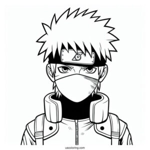Easy Kakashi Coloring Page With His Book For Kids