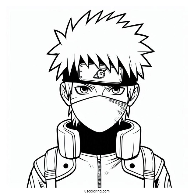 Easy Kakashi Coloring Page With His Book For Kids