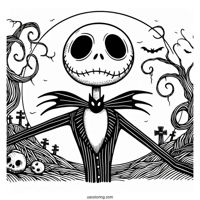 Creepy Jack Skellington Coloring In