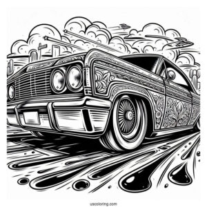 Detailed Worm s Eye View Of Lowrider Coloring Page
