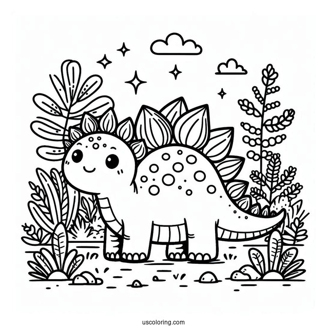 Cute Stegosaurus Coloring Page For Preschoolers