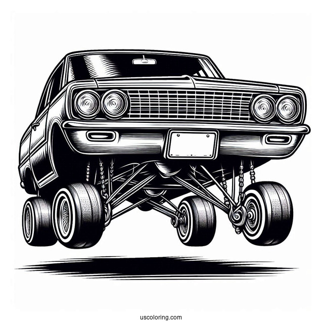 Front View Of Lowrider Coloring Page Hopping