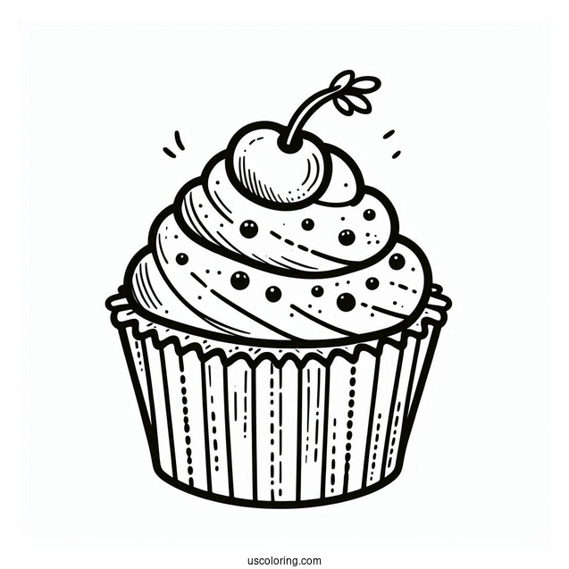 Coloring Sheet Of a Cupcake For Preschoolers