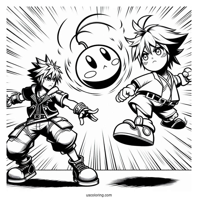 Super Smash Bros Coloring Page Of Sora Vs Little Mac