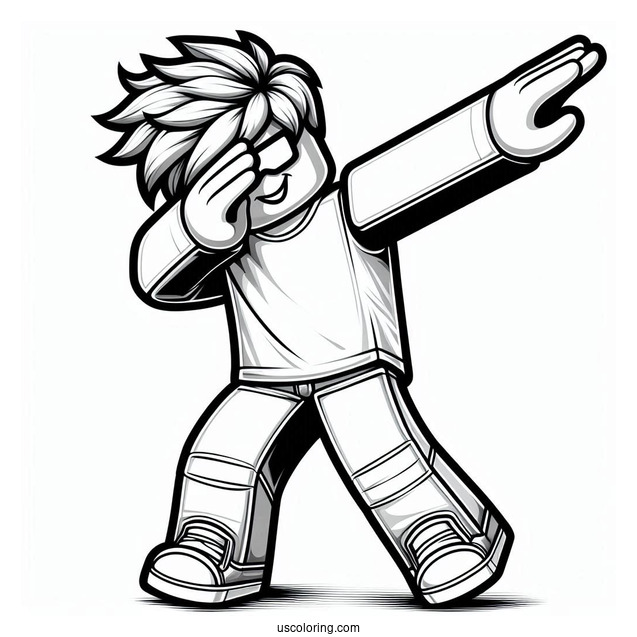 Dabbing Roblox Guy Coloring Page For Kids