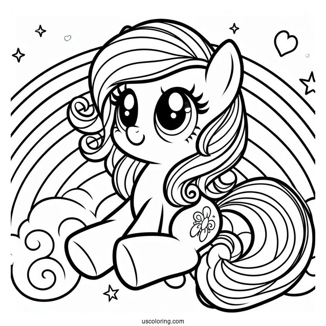 Cartoon My Little Pony Sitting On Rainbow