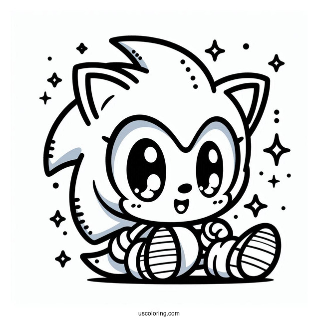 Kawaii Baby Sonic Coloring Page For Kids