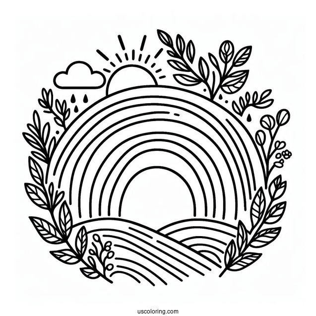 Coloring Page Of Rainbow For Toddlers