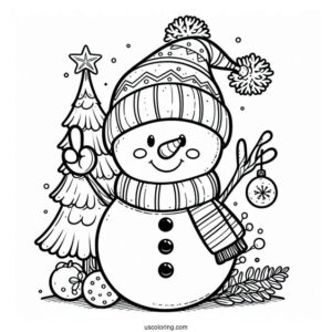 Simple To Color Snowman For Kids