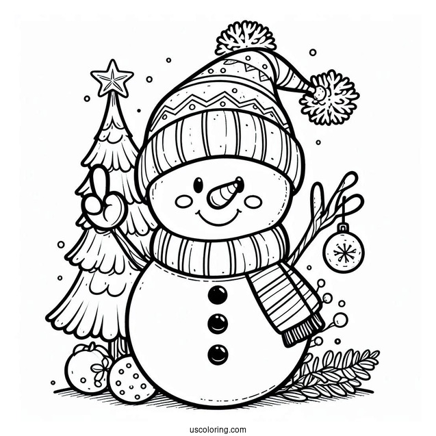 Simple To Color Snowman For Kids
