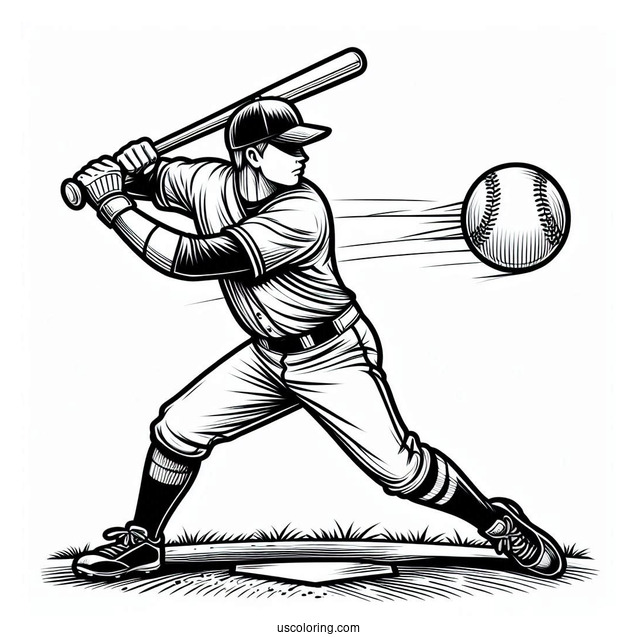 Baseball Batter Ready For a Pitch To Color