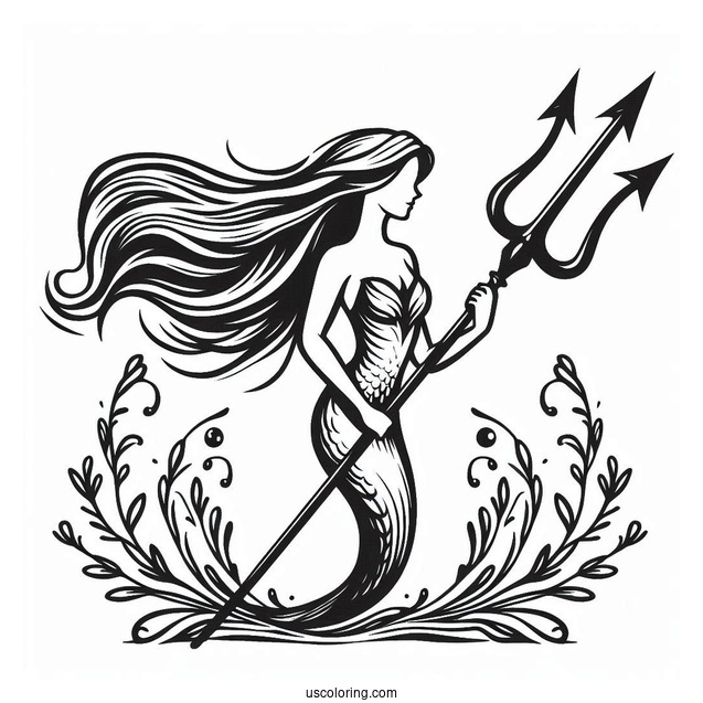 Easy Aquaman Coloring Page Trident For Kids