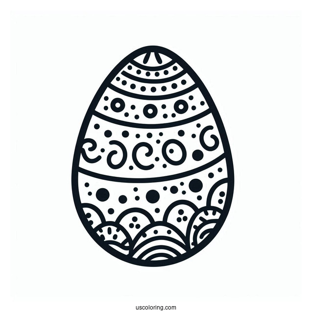Polka Dots And Curvy Lines Easter Egg Design For Preschoolers