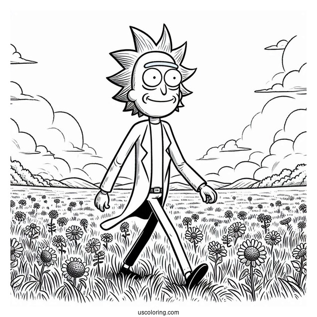 Rick Walking In Field Coloring Sheet