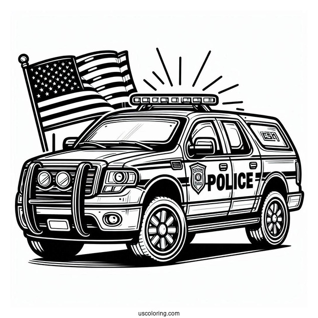US Police Car Coloring Page