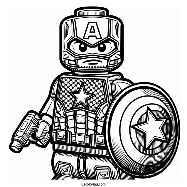 Captain America As a Lego Figurine To Color