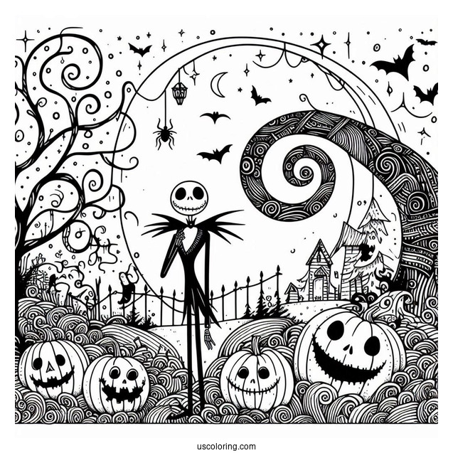 Simple Nightmare Before Christmas Halloween Coloring Page