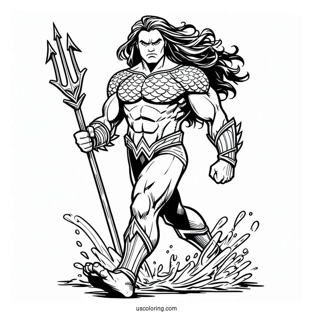 Angry Aquaman Coloring Page Walking For Kids
