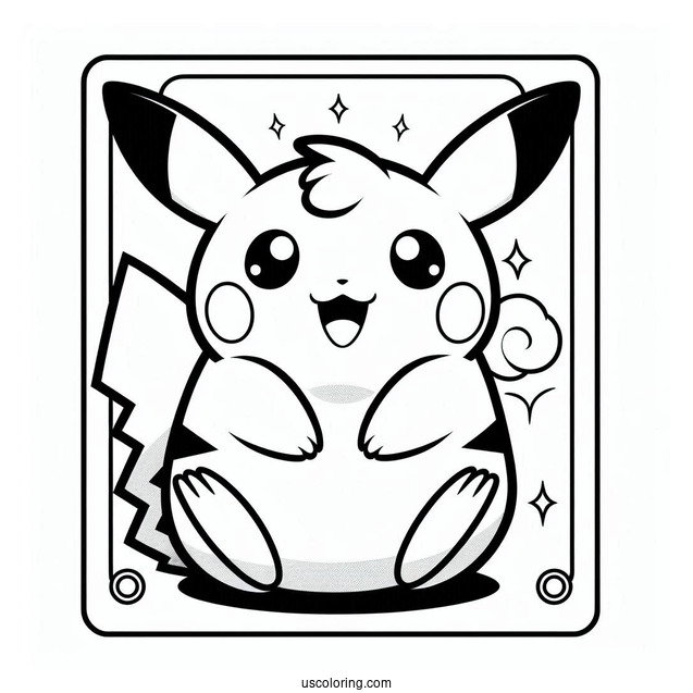 Pikachu Nuzzle Pokemon Card Coloring Page