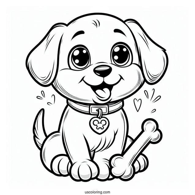 Smiling Puppy With Bone Tag