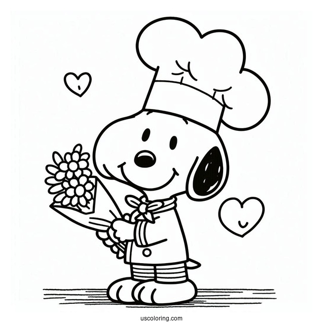Chef Snoopy With A Happy Father's Day Coloring Page Of Greeting