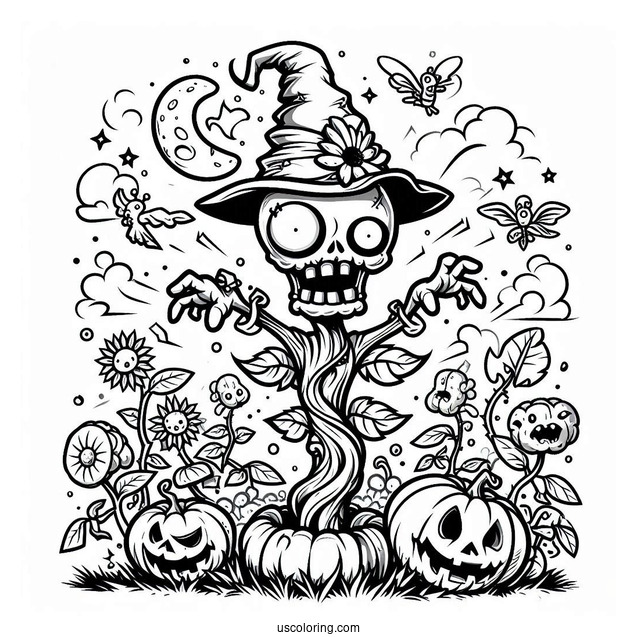 Coloring Sheet Of Halloween Themed Zombie