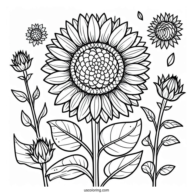 Simple Kids Sunflower For Coloring In