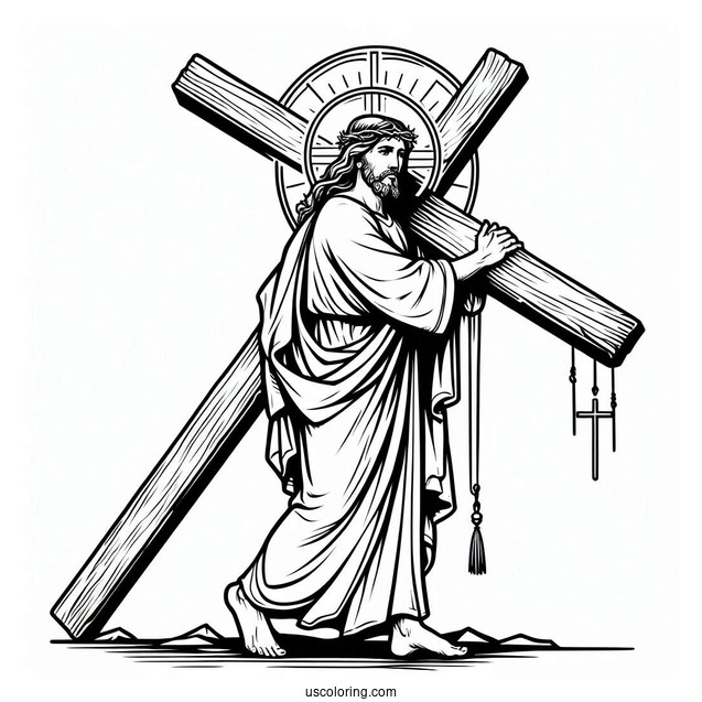 Christ Carrying The Cross Coloring Sheet