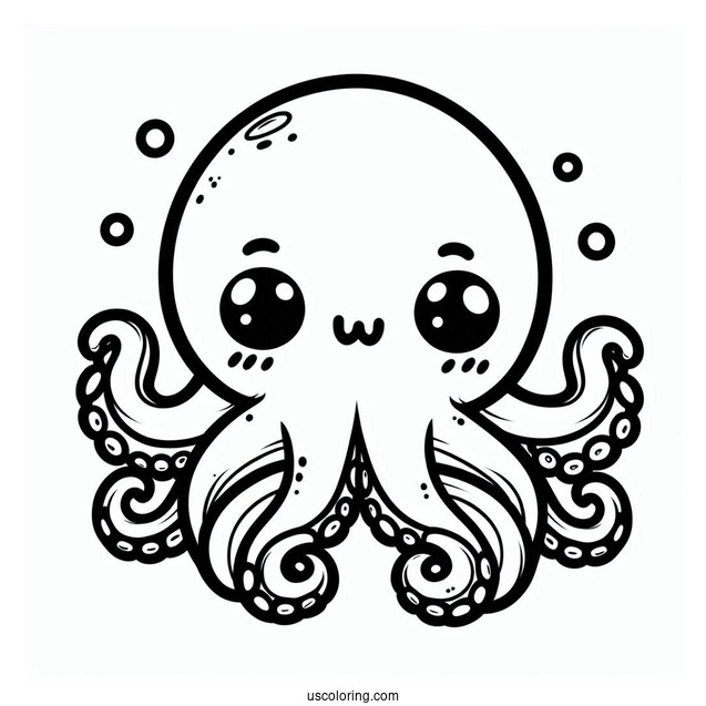 Kawaii Octopus Coloring Page For Kids